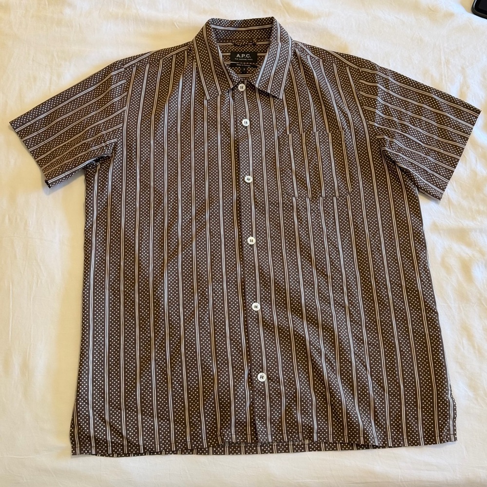 A.P.C. Striped Camp Collar Shirt